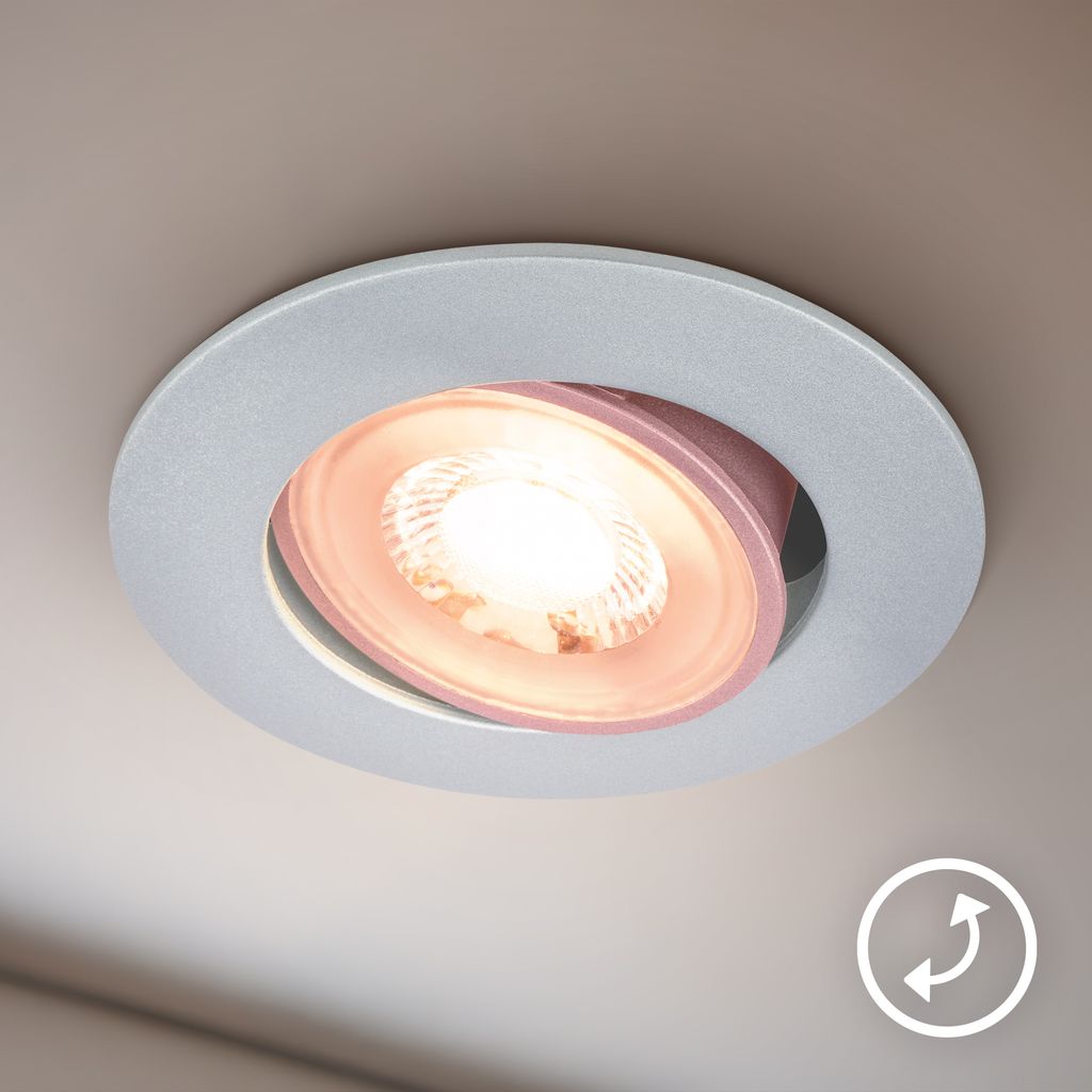 Show LED Recessed Spotlights 68mm, Set of 3 - 230V, 4.9W, 480lm, LED, Warm White, Matt Chrome