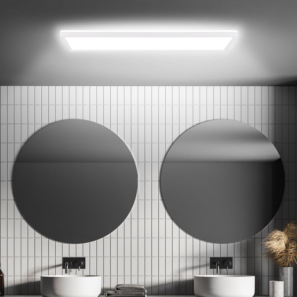 Ultraflache LED Deckenlampe mit Bewegungsmelder - IP44 LED Badlampe Badezimmerleuchte. Deckenpanel extra flach für Feuchträume. 58 x 20 x 3 cm (LxBxH) 4