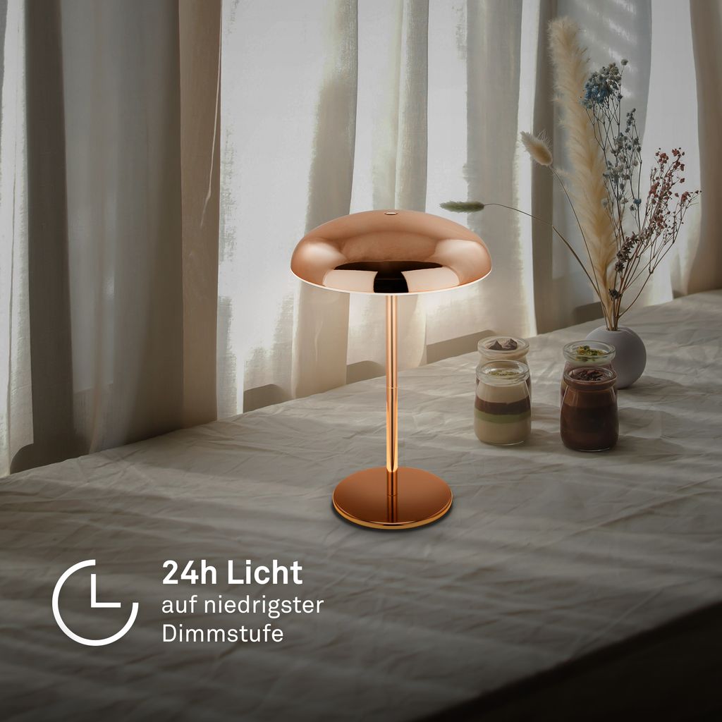 Caxa Tischleuchte - 2,8W, 300lm, Kabellos, LED, Dimmbar, Touch, Kupferfarbig