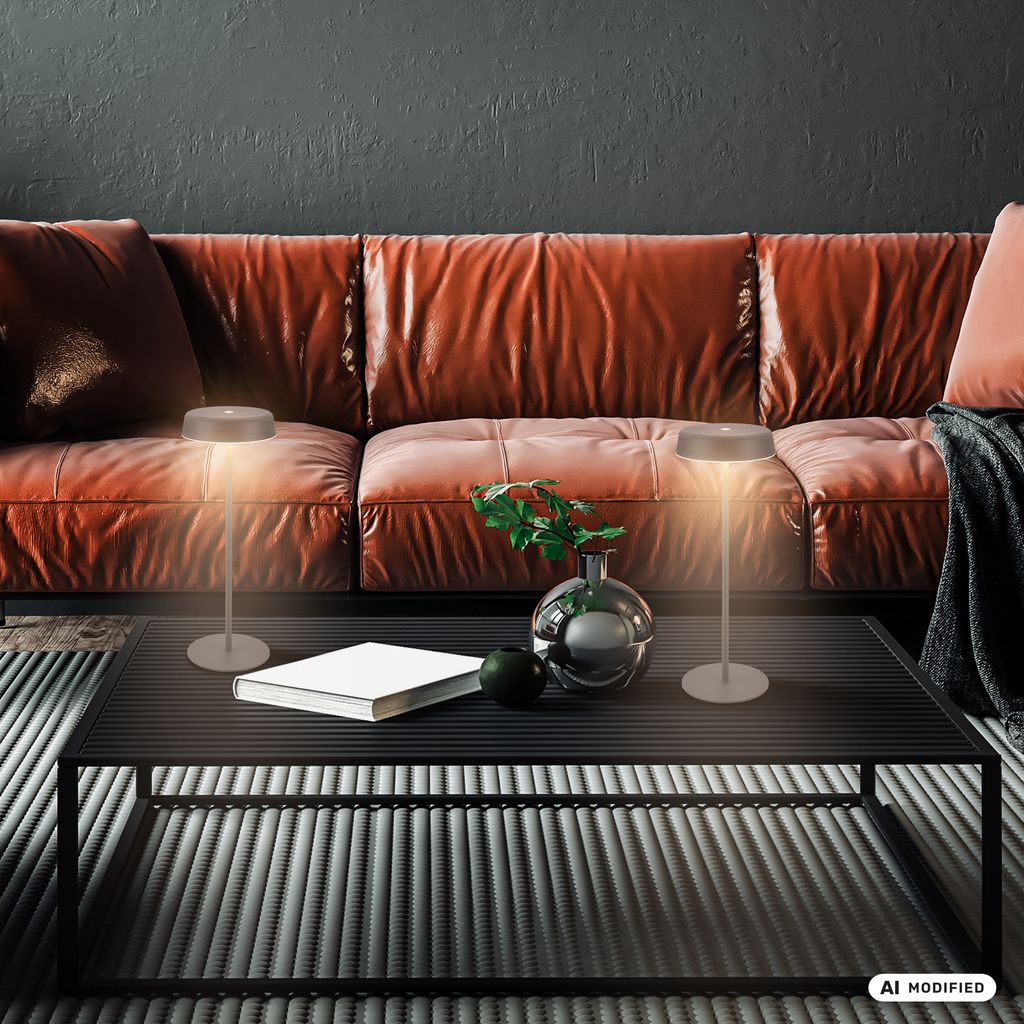Pala Tischlampe 2er Set - 2,6W, 280lm, Kabellos, LED, Touch, Dimmbar, Anthrazit