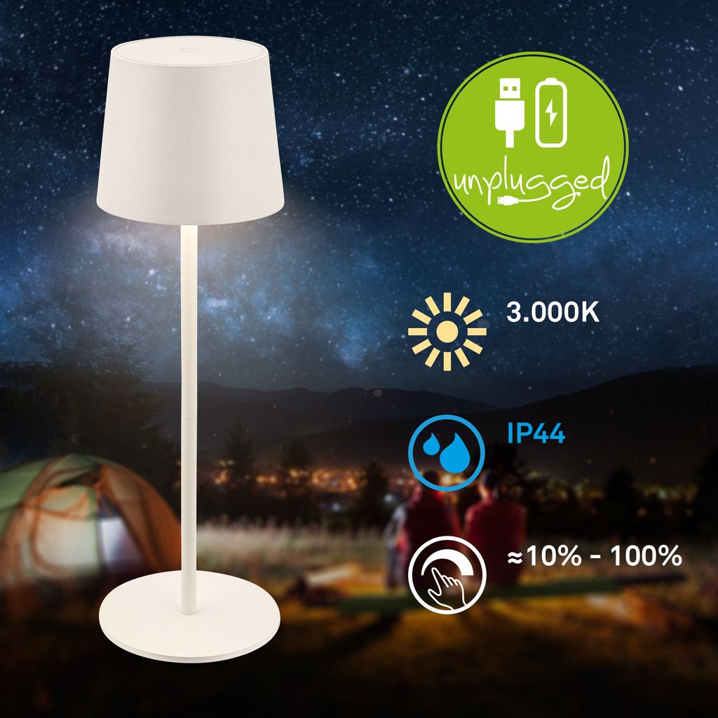 LED Tischlampe Akku LED Tischleuchte Dimmbar Kabellos Touch Aussen/Innen 3