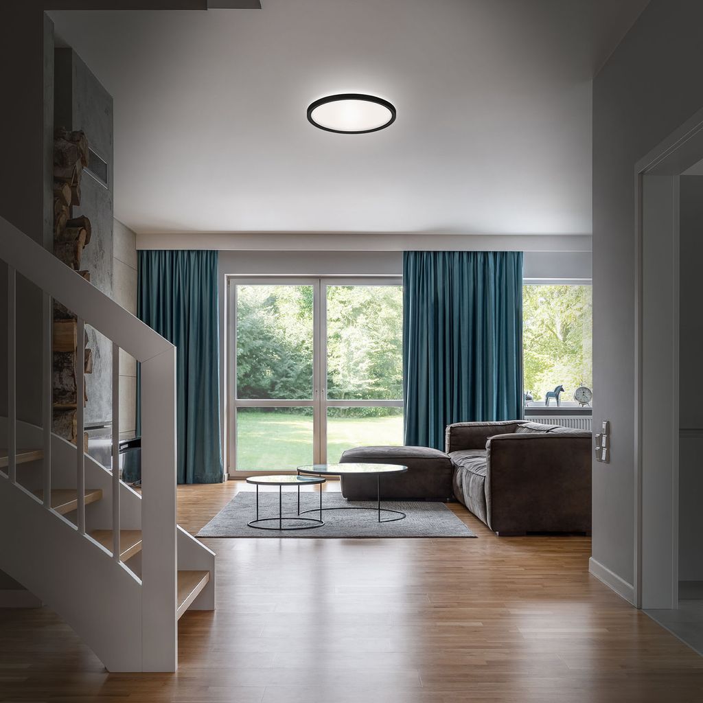 Bad Deckenleuchte, Ø 29 cm, 19 W, 2400 lm, Schwarz