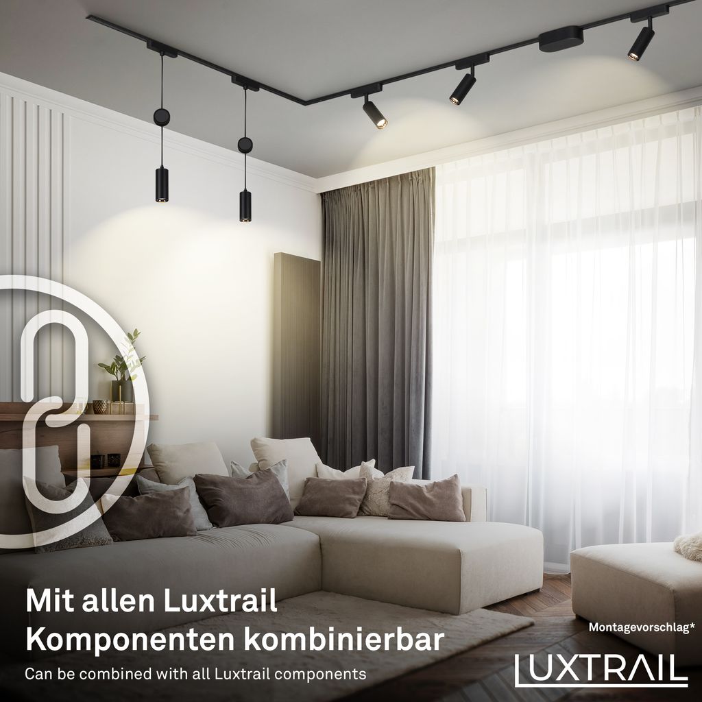 Briloner Luxtrail Schienensystem, Erweiterungsset, 2x LED Spots, Schwarz