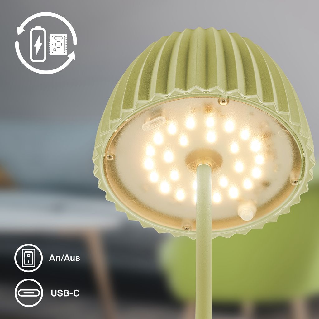 LED Tischlampe Akku LED Tischleuchte Dimmbar Kabellos Touch Aussen/Innen 8