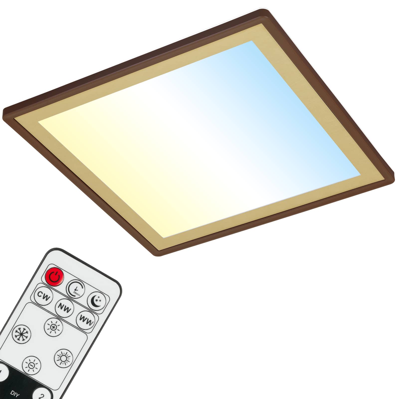 Ultraflaches CCT-LED Panel mit LED Backlight, 10 cm, LED, 22 W, 3000 lm, braun-gold