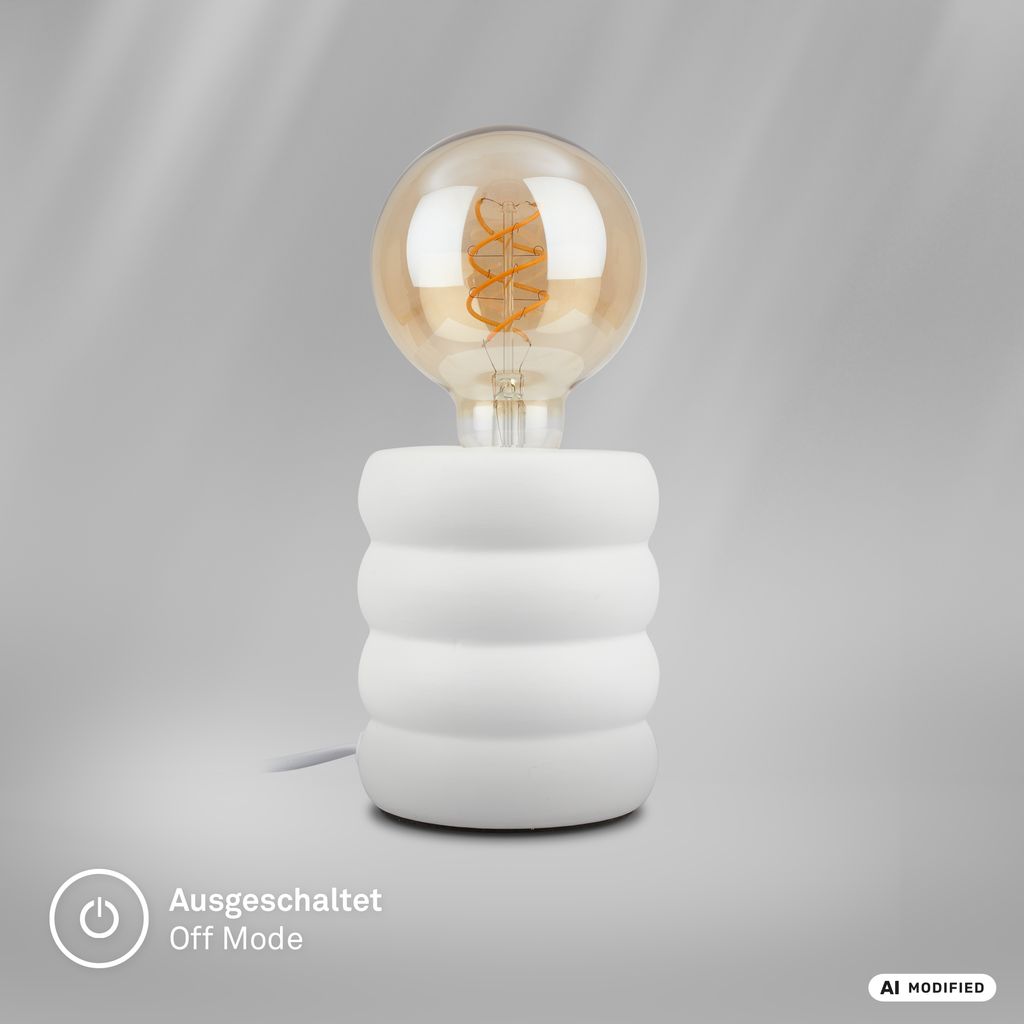 Foam Tischlampe - mit Schalter, Keramik, E27 Fassung, Weiß-matt