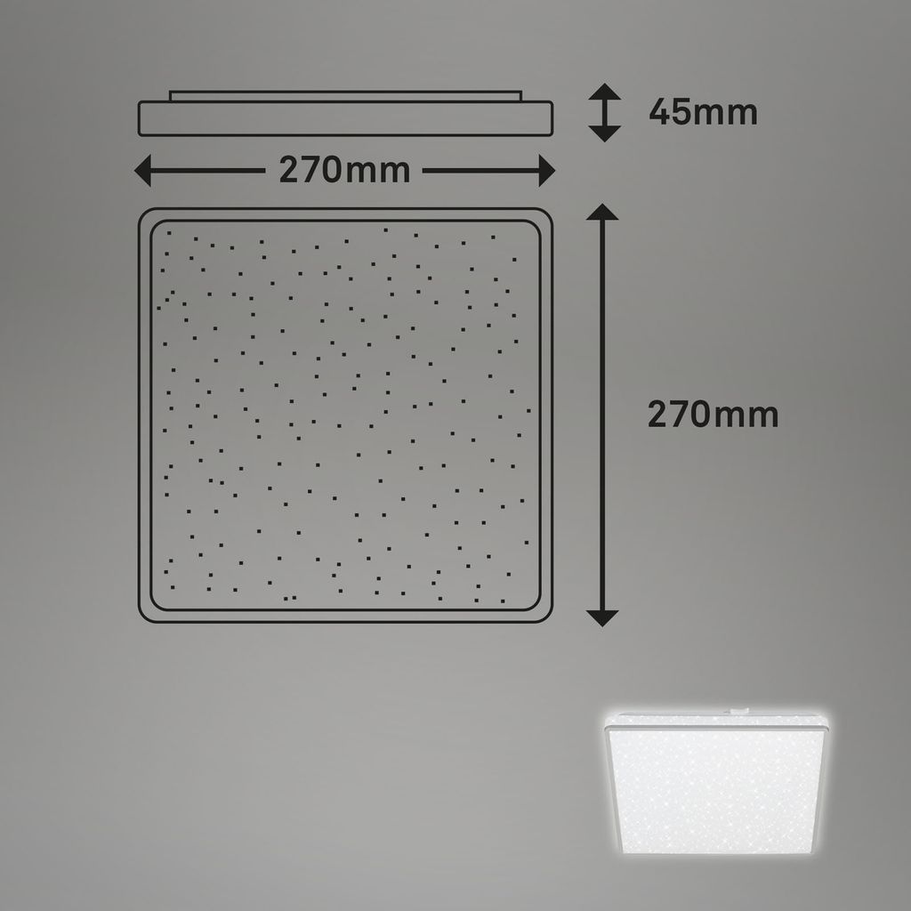 LED-Deckenleuchte, 27 cm, LED-Platine, 15 W, 1800 lm, chrom-matt