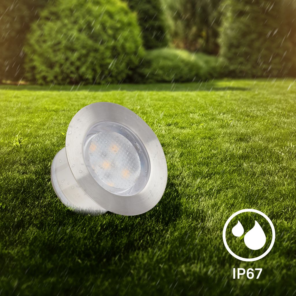 CONNECT TO SHINE Erweiterungsset Padouk mit 3er Set LED Bodeneinbaustrahler. IP67 5