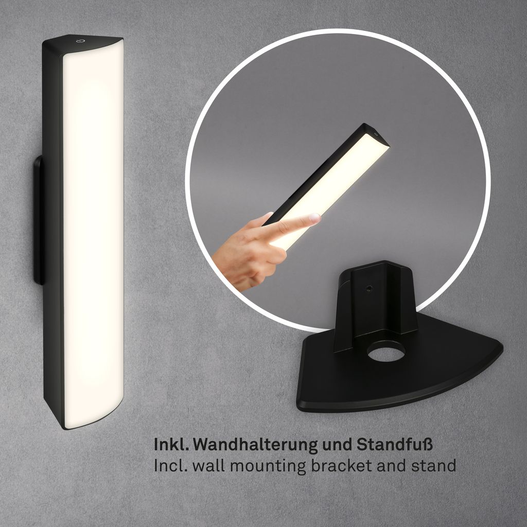 LED Akku-Tischleuchte, 30 cm, Memory, 7W, 700lm schwarz