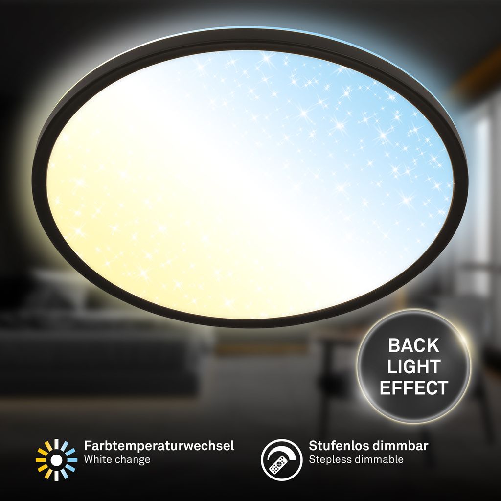 Slim LED Panel Ø37,5 cm - 22W, 3000lm, Fernbedienung, Dimmbar, Schwarz
