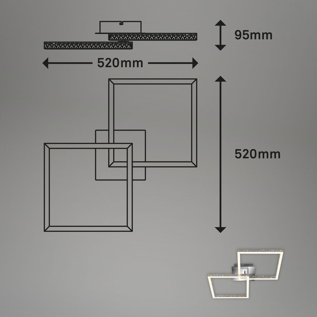 LED Deckenleuchte, 52 cm, LED-Platine  20 W, 2000 lm, alu-chrom