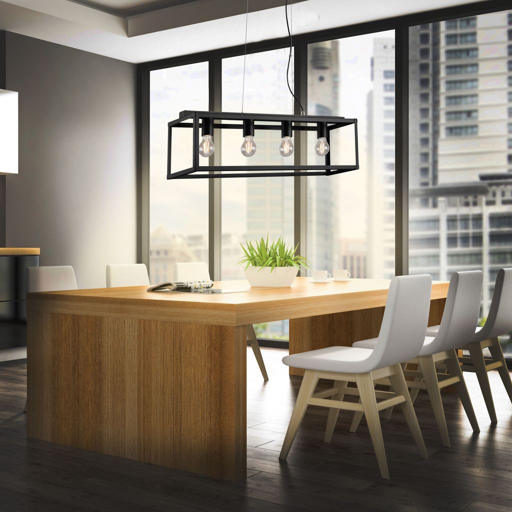 Pendelleuchte Pendellampe retro/vintage 4xE27 Metall schwarz 40W IP20 Briloner 9