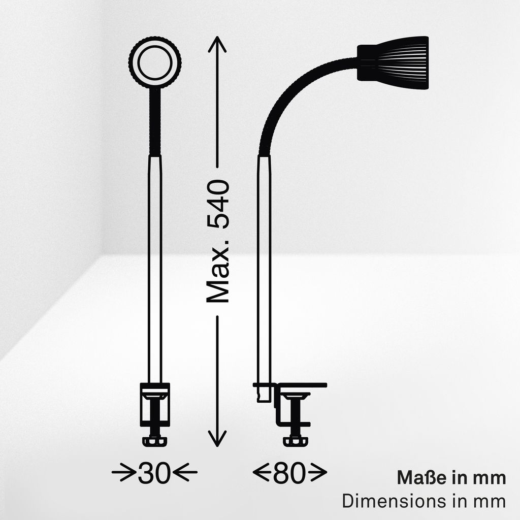 Riff Klemmlampe - 3,5W, 400lm, LED, Schwenkbar, Warmweiß, Warm Grey-Coffee