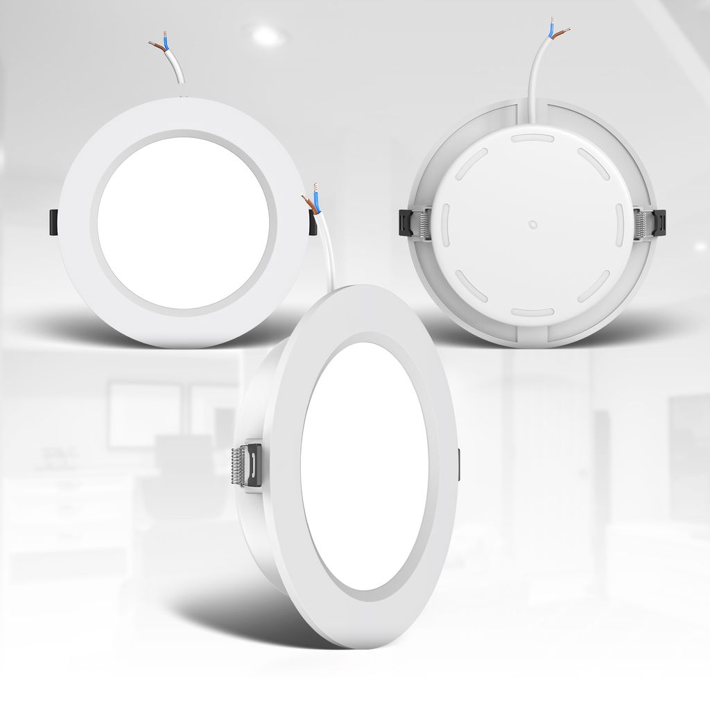 Einbaustrahler 95mm 6er Set - 230V, 6W, 510lm, LED, IP44, warmweiß, weiß
