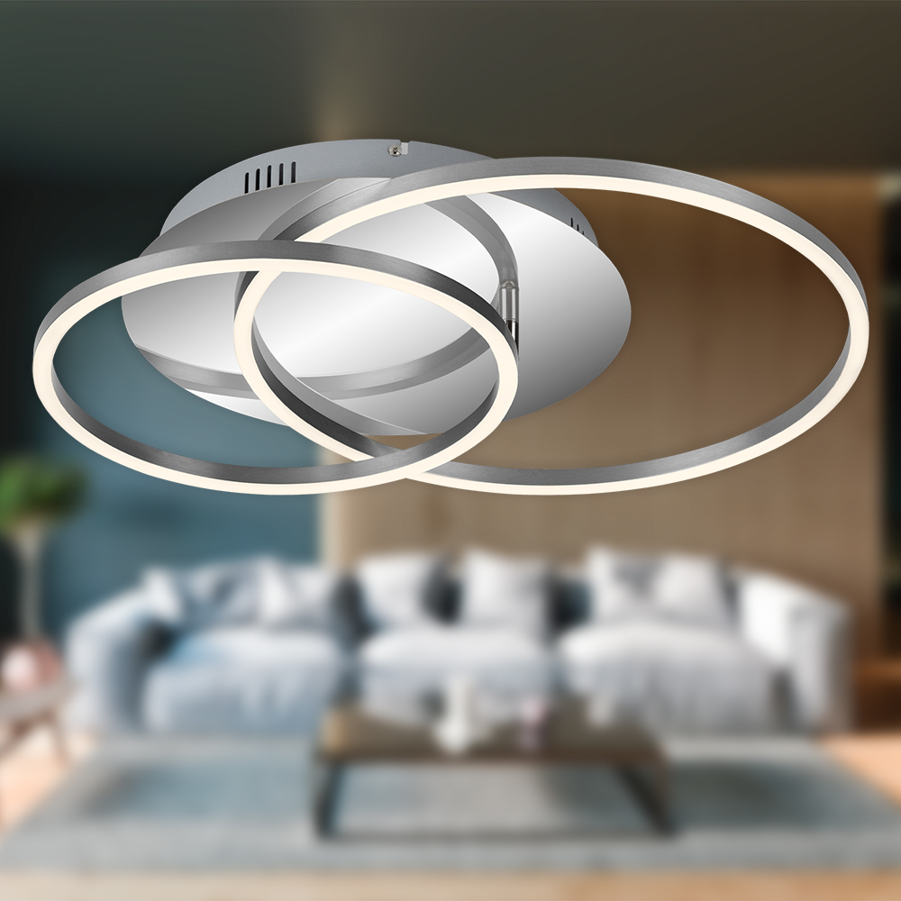 LED Deckenleuchte Deckenlampe dimmbar Chrom-Alu 3000K Ø 30cm 40 W Briloner 7