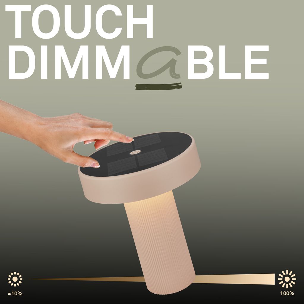 Poga Tischlampe - 1W, 150lm, Kabellos, LED, Dimmbar, Solar, Beige