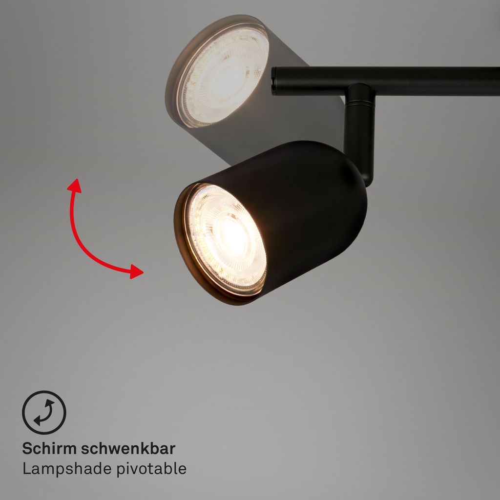 Briloner Deckenstrahler, schwenkbar, 2-flammig, GU10 Fassung, Schwarz