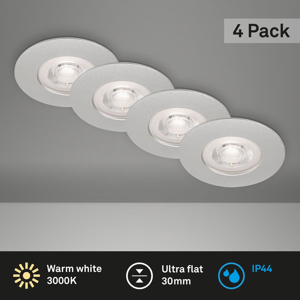 LED-inbouwlichten, Ø9 cm, 4x LED, 4,9 W, 480 LM, Chrome-Matt