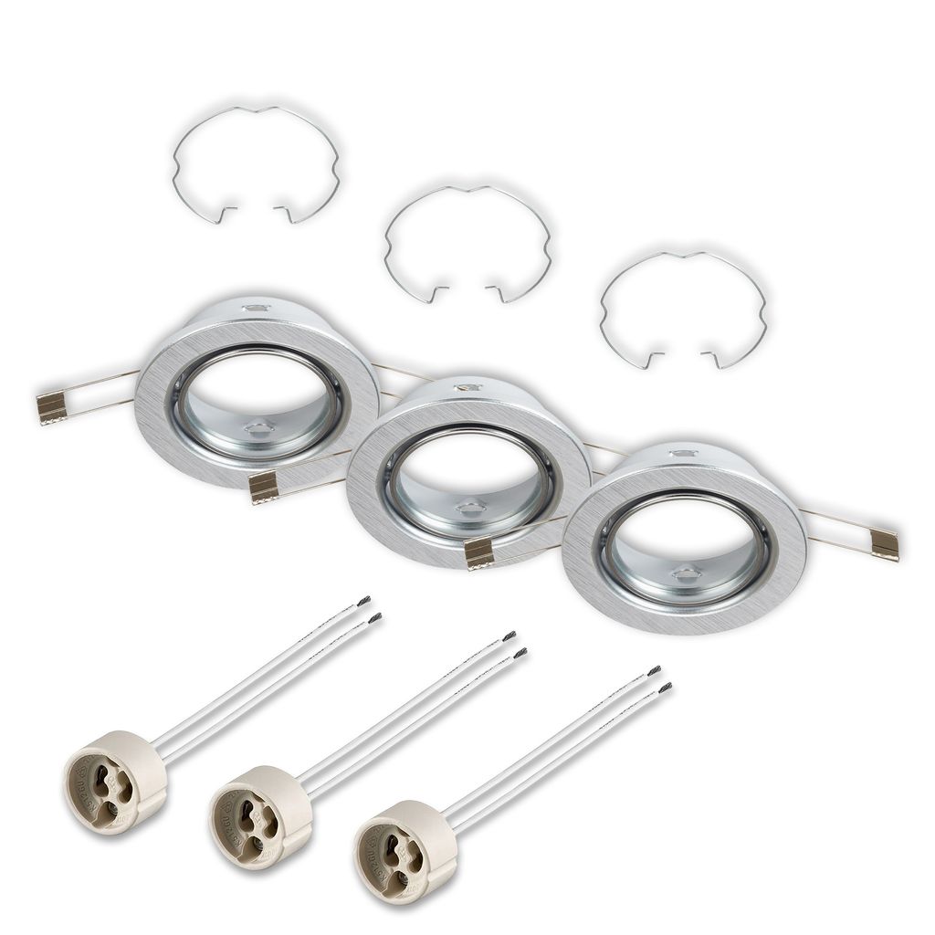 3er Set Einbauleuchte, Ø 8,6 cm, Alu