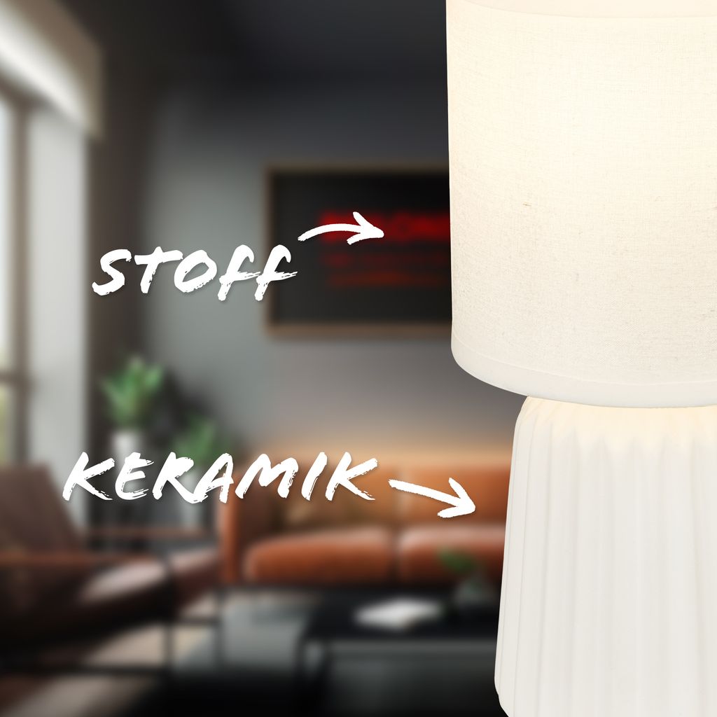 Dora Tischlampe - mit Schalter, Keramik, E14 Fassung, Weiß