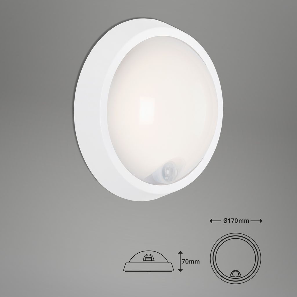 SENSOR LED Außenleuchte, Ø 17 cm, 12 W, Weiß