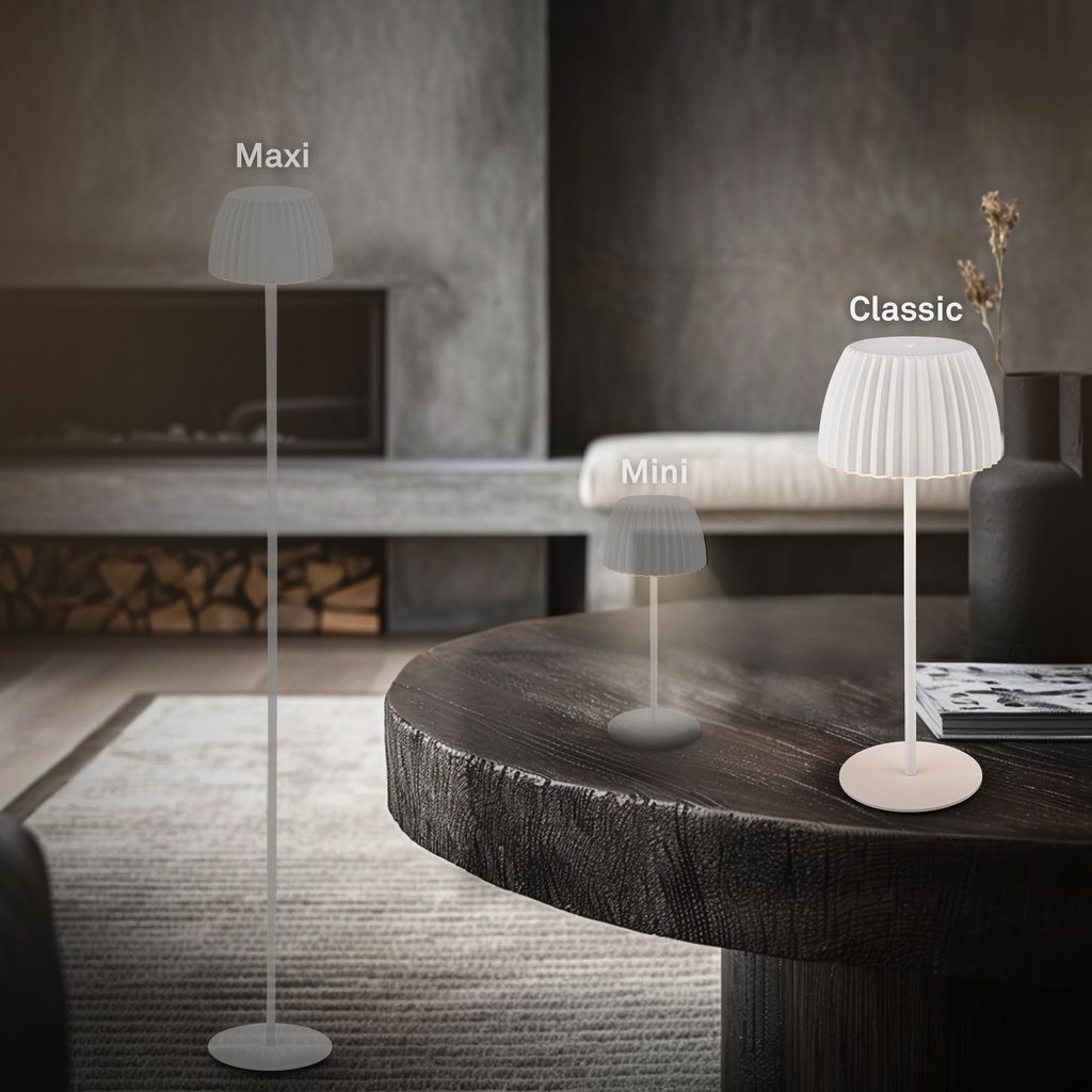 Riffle Rechargeable Table Lamp 36,5 cm - 2W, 200lm, Cordless, LED, Dimmable, Touch, German Design Award Winner 2025, White