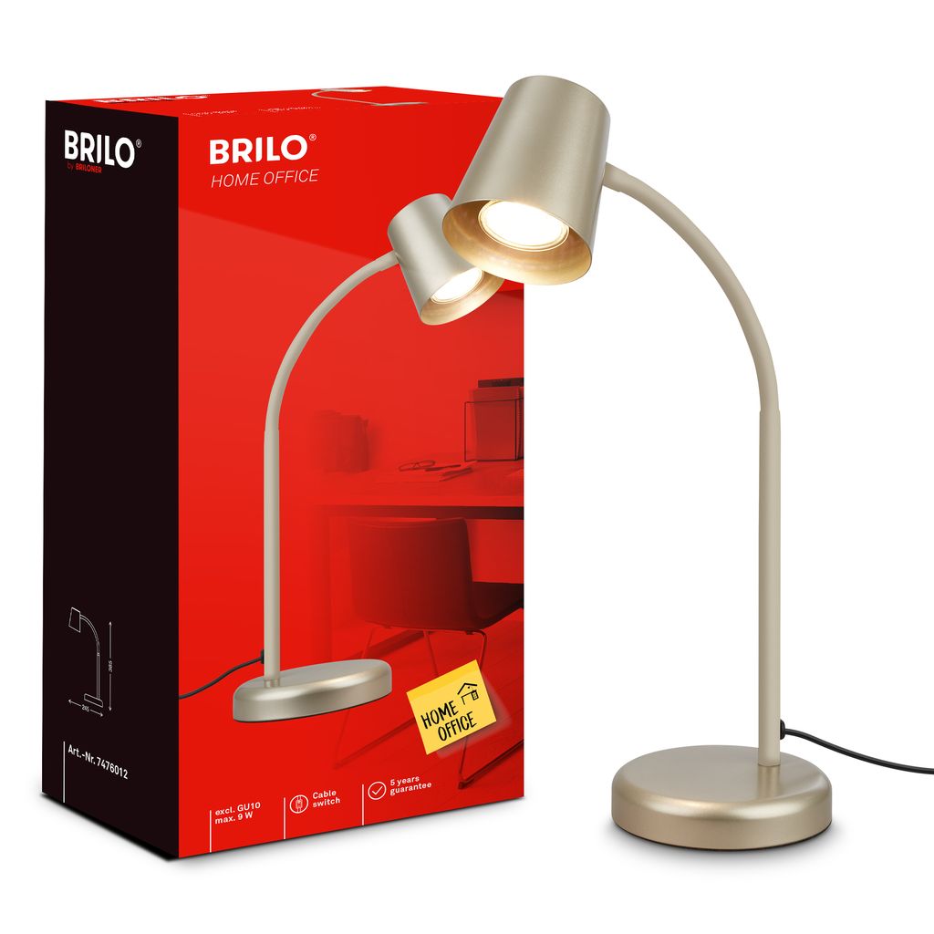 Skriva Tischlampe - Schwenkbar, Schalter, GU10 Fassung, max. 9W, Satin-Metallic
