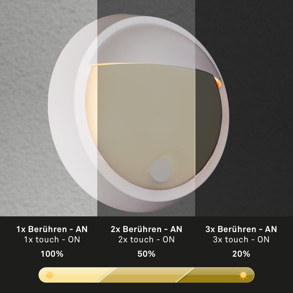Puni LED Wandleuchte Aussen, Akku, Touchdimmer 3 stufig, Timer, Weiß