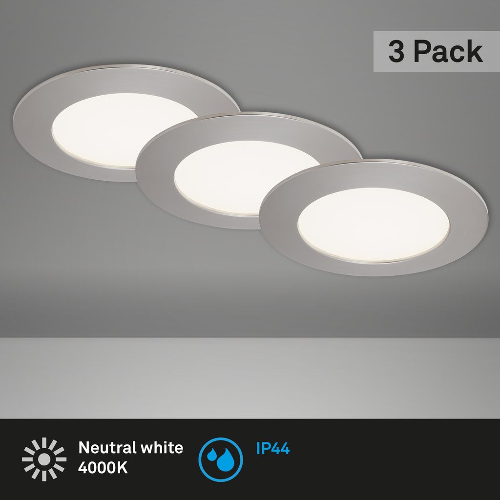 LED Inbouwarmatuur Ø 12 cm 3x8W 800lm mat-nikkel