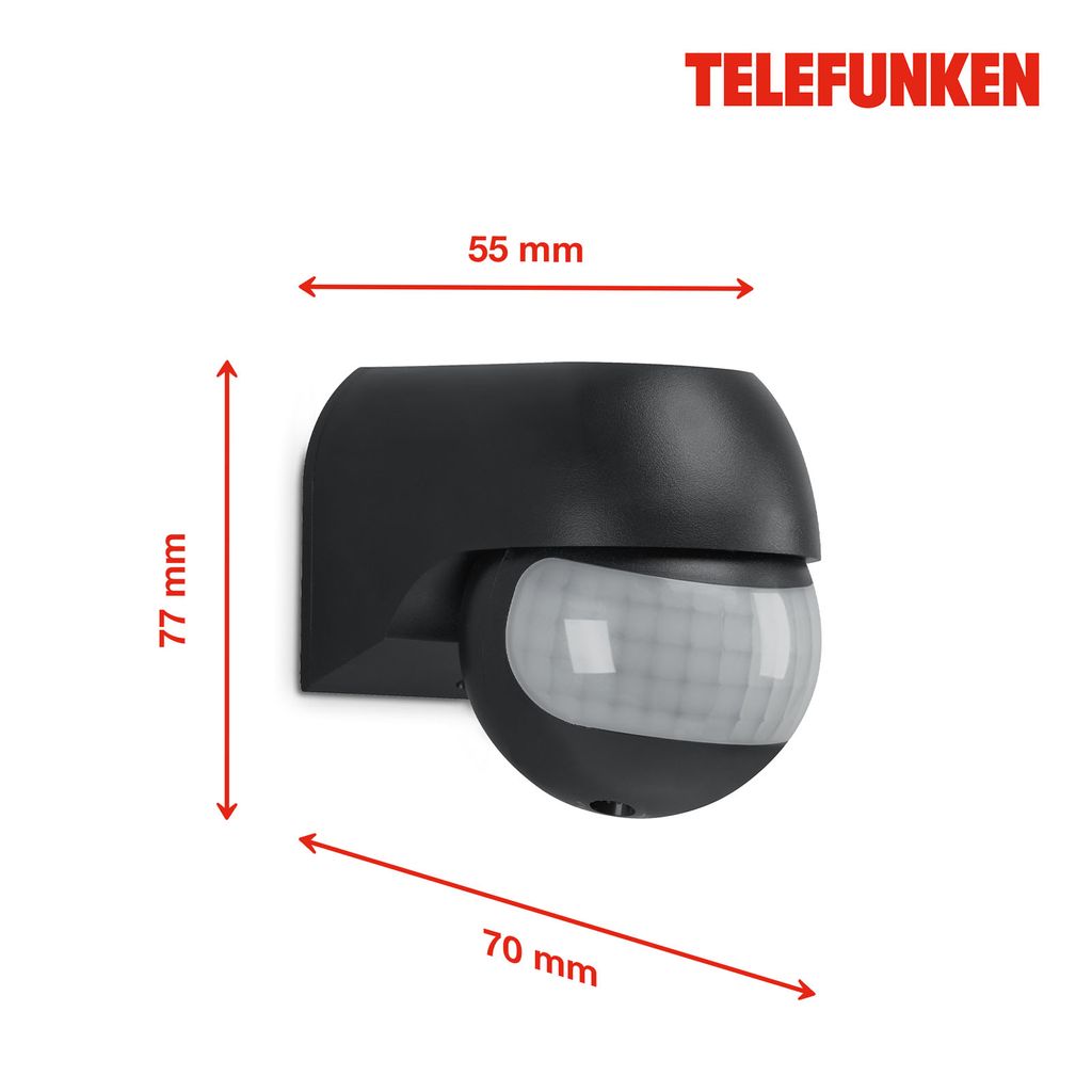 Bewegungsmelder 12 Meter Reichweite max. 1000W LED Kunststoff IP44 Telefunken 6