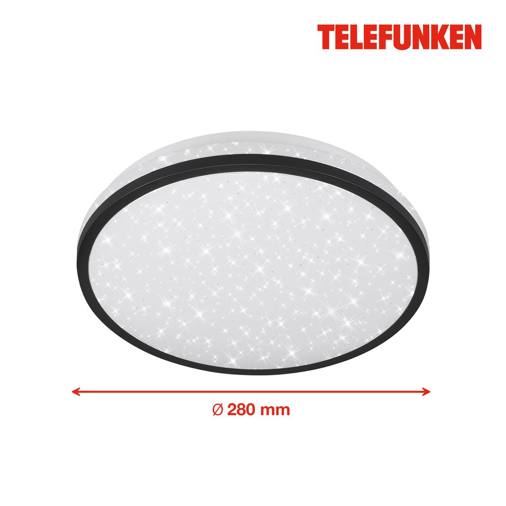 LED Deckenleuchte Bewegungsmelder Sternendekor 16W schwarz Ø28cm Telefunken 21