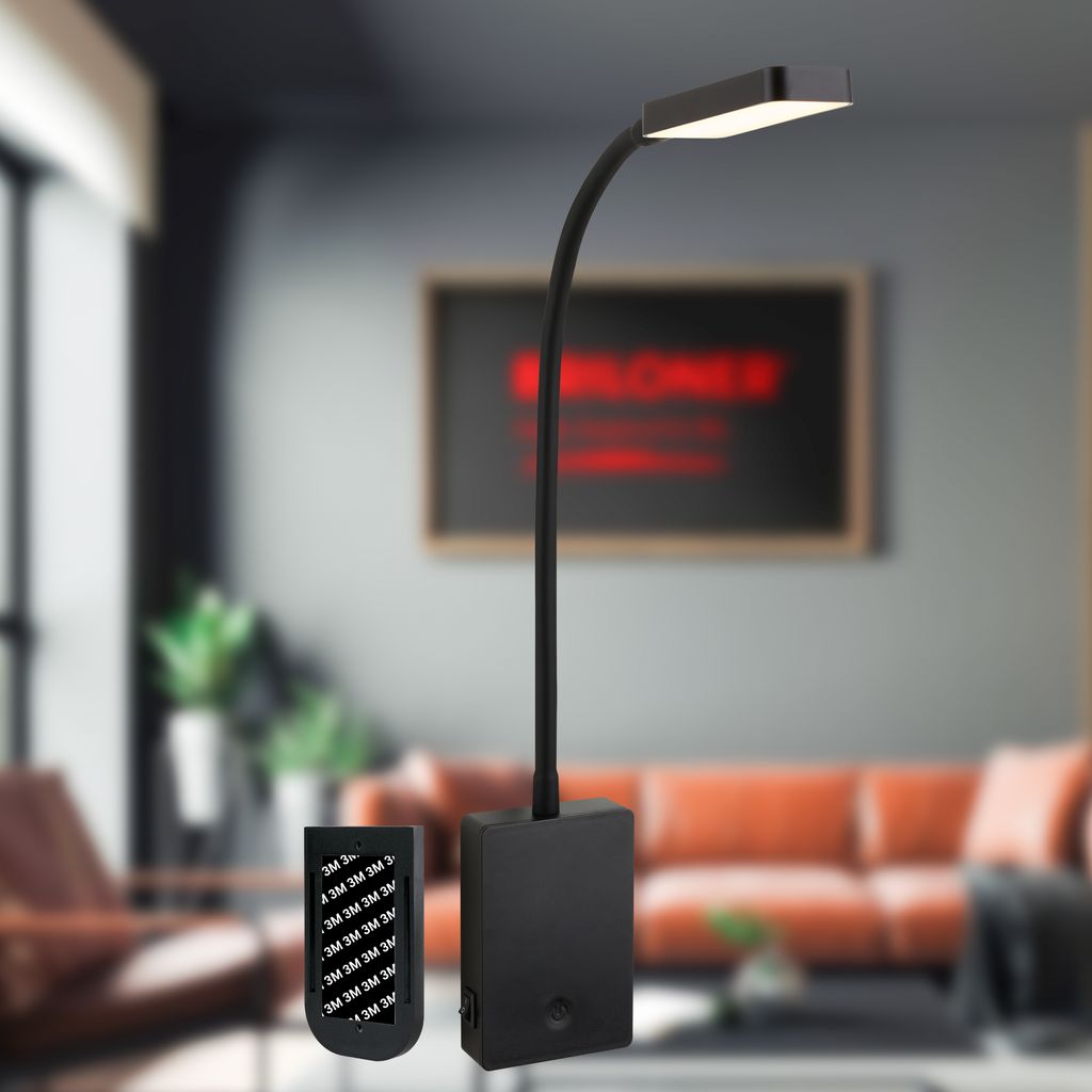 Cielo leeslamp - 2W, 200lm, LED, oplaadbare batterij, dimbaar, touch, zonder stroomaansluiting, zwart