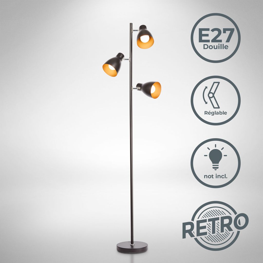 Stehlampe - Schalter, schwenkbar, E27 Fassung, max. 25W, Schwarz-Gold