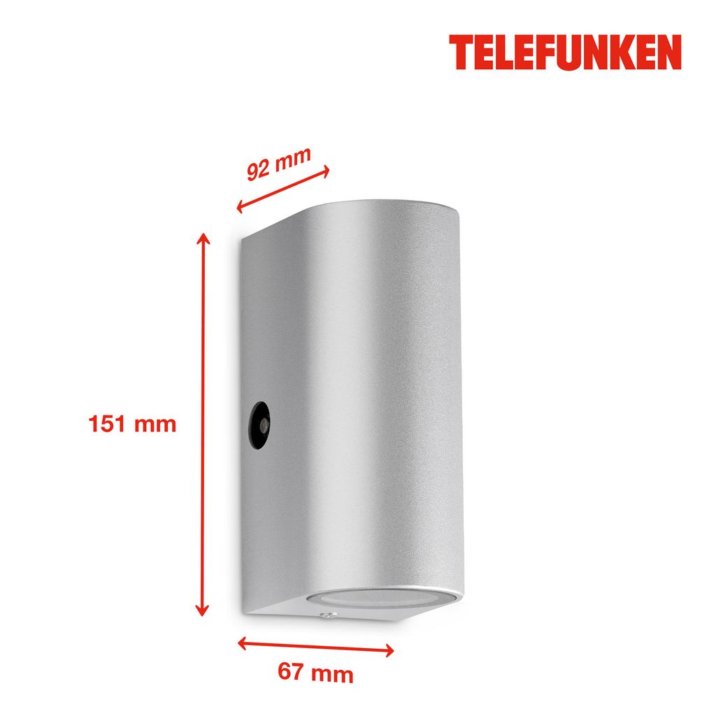 LED Außenleuchte Dämmerungssensor GU10 IP44 5W silber Metall Telefunken 6