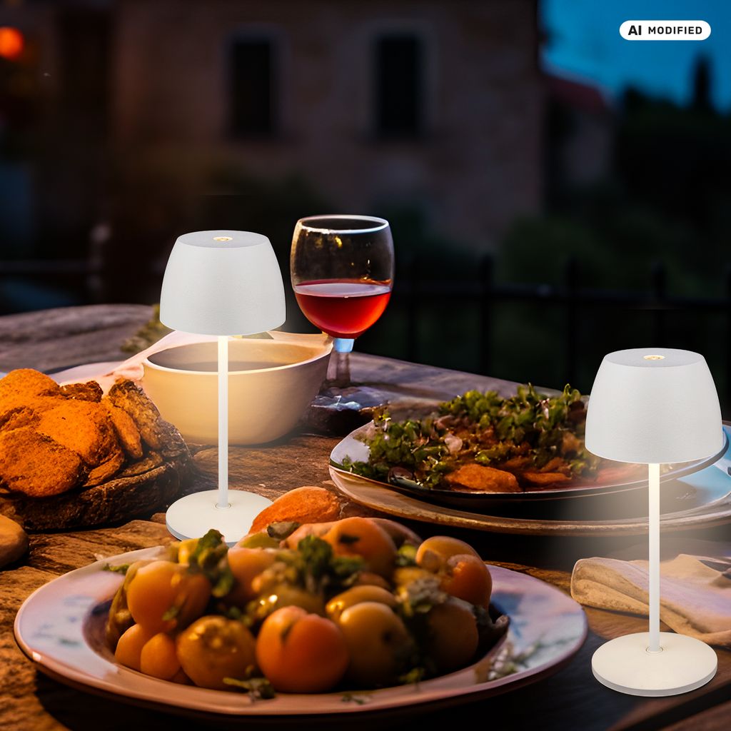 Briloner Serina Mini LED Tischlampe kabellos IP44, Dimmbar, Ladestation, Weiß