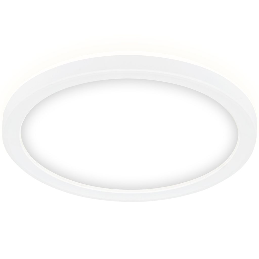 Slim LED Deckenleuchte Ø19 cm flach, 12W, 1400 lm, Neutralweiß, Backlight, Weiß