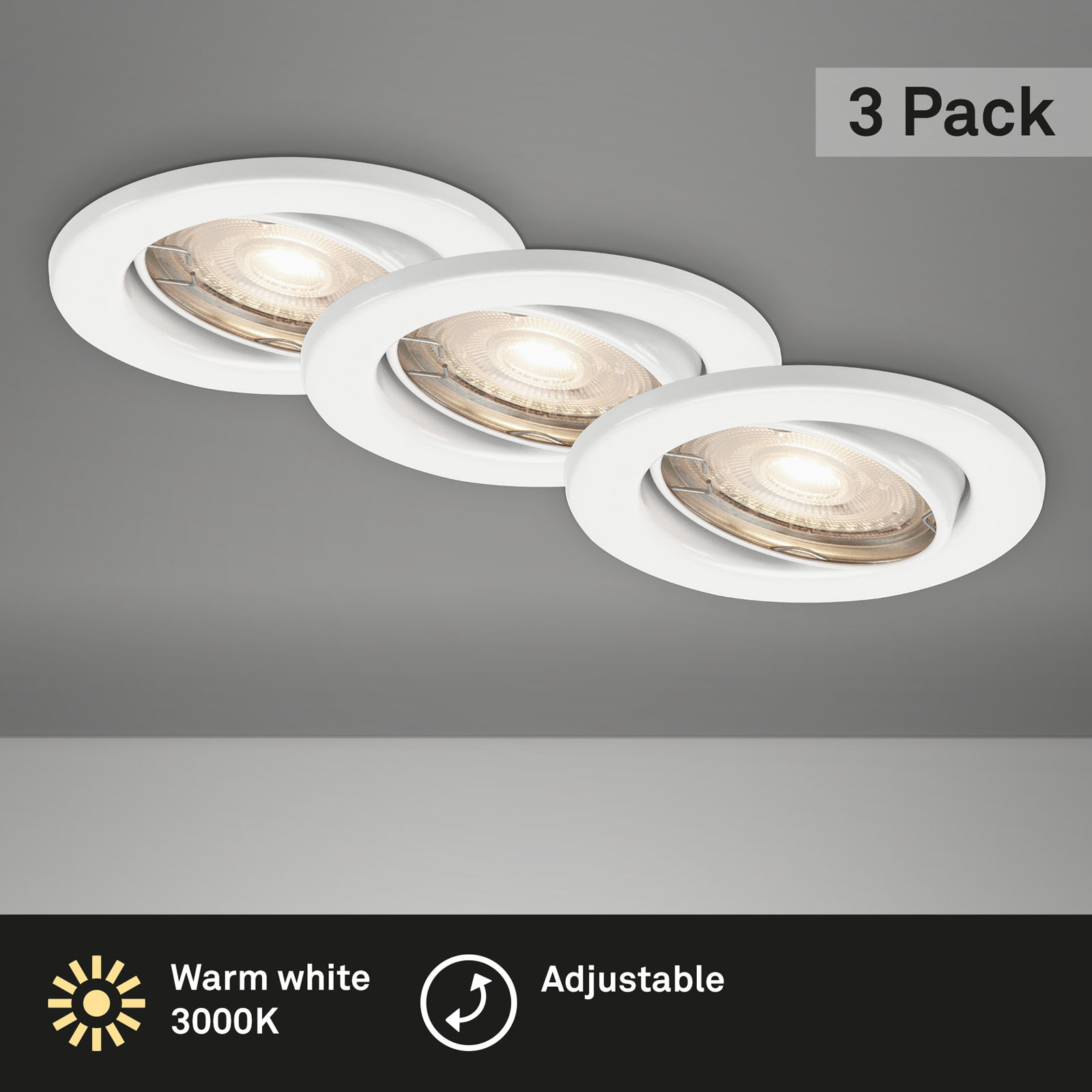 3 Recessed Led Set of 3 Recessed luminaires Ø 86 7220036 | BRILONER
