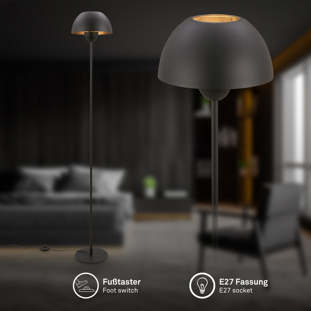 Gryde Floor Lamp - Switch, E27 socket, max. 10W, Black