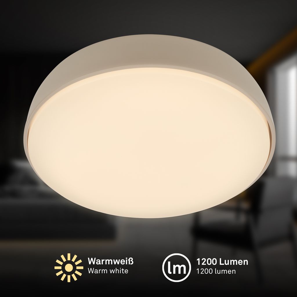 Nikan Deckenleuchte Ø28,5 cm - 12W, 1200lm, LED, 3000K Warmweiß, Beige