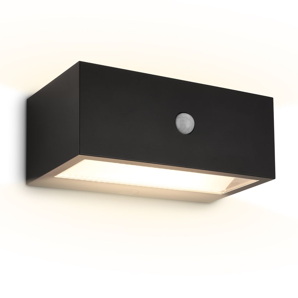 Dogu Outdoor Wall Light - 6.5W, 700lm, LED, Battery, Motion Detector, Black