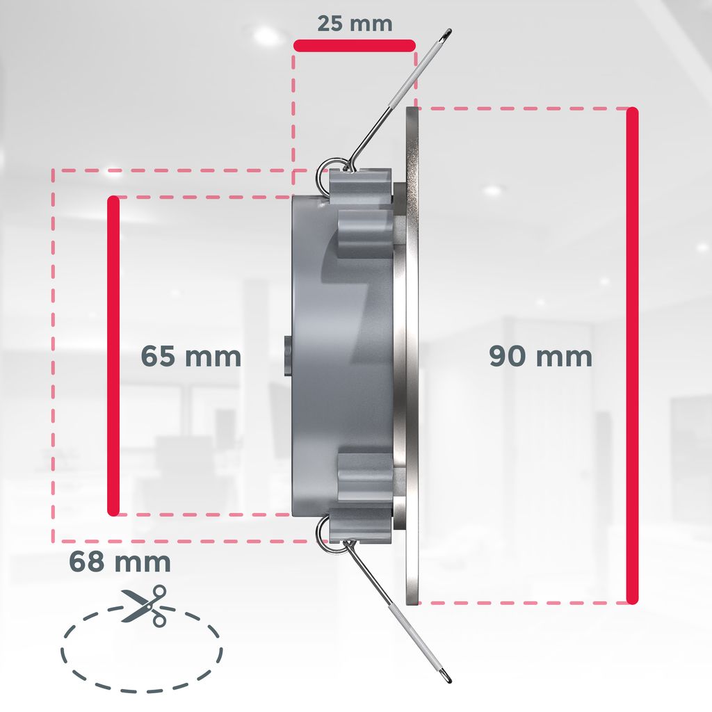 Einbaustrahler 68mm 3er Set - 230V, 5W, 460lm, LED, dimmbar, IP44, warmweiß, matt-nickel
