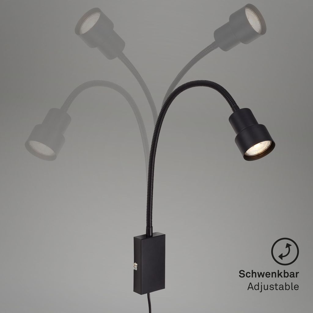 LED Bettleuchte Bettlampe Touch Flexibel GU10 5 W schwarz Metall Briloner 4