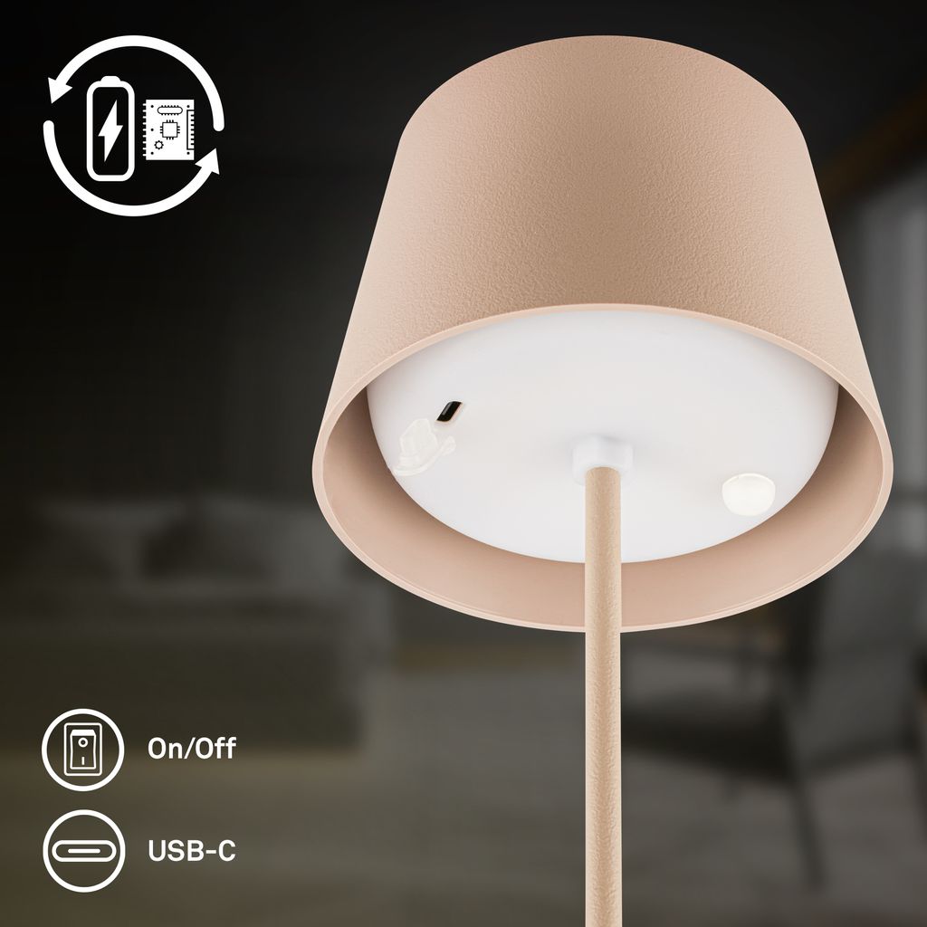 Nivo Tischlampe - 1,2W, 120lm, Kabellos, LED, Touch, Dimmbar, Beige