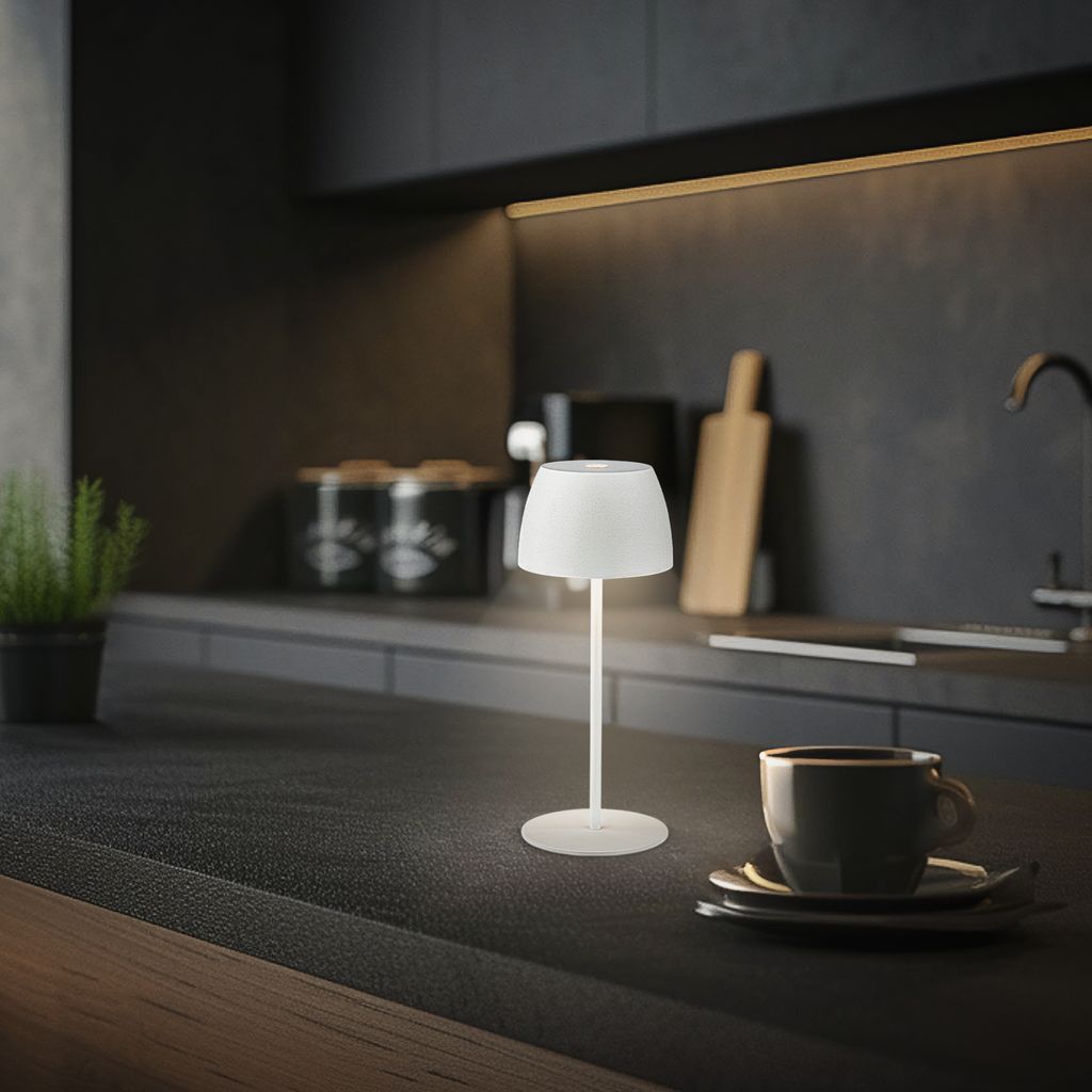 Briloner Serina Mini LED Tischlampe kabellos IP44. Dimmbar. Touch. Spritzwasserschutz. akku. weiß. Ø8 x 20 cm 9