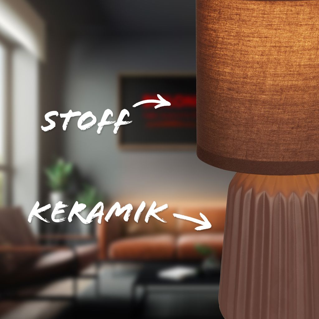 Dora Tischlampe - mit Schalter, Keramik, E14 Fassung, Braun