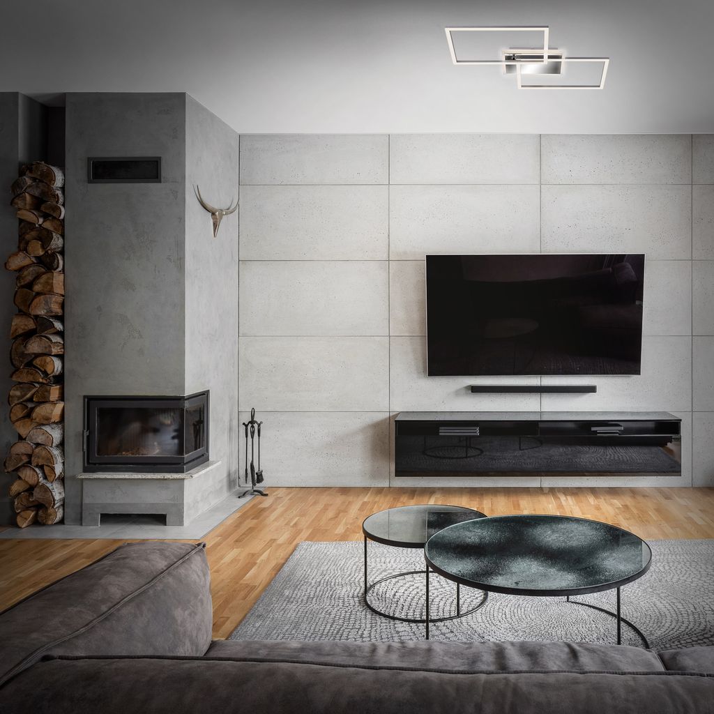 LED Deckenleuchte Wandlampe Dimmbar Fernbedienung CCT 40W silber Metall Briloner 2